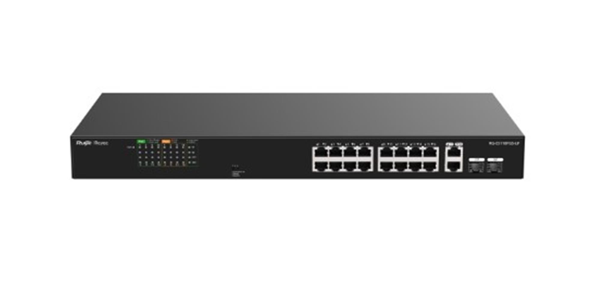 Ruijie-Reyee RG-ES118FGS-LP 16 Port POE+ 2 Port 10/100/1000 Mbps + 2 Port SFP 120W