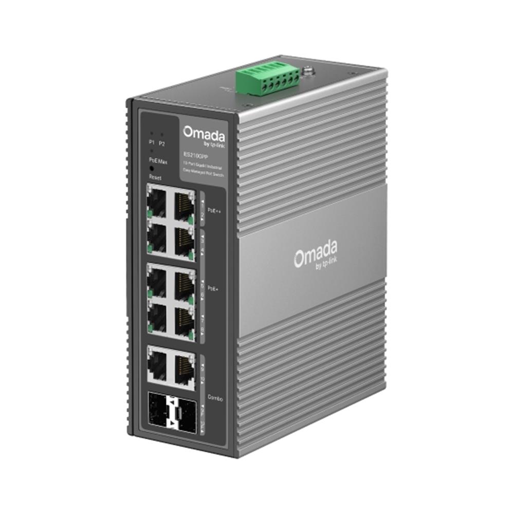 Omada TP-Link IES210GPP 10 Port Gigabit Endüstriyel Yönetilen Switch, 6-Port PoE+ and 2-Port PoE++