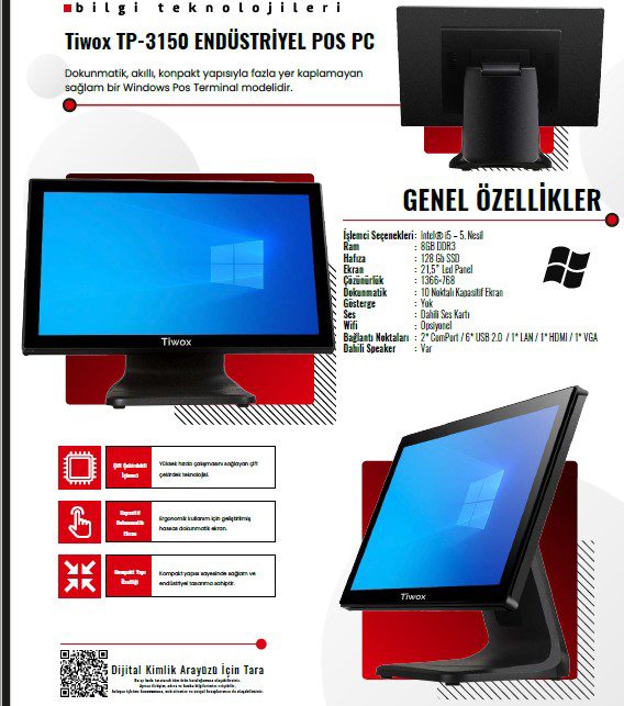 Tiwox TP-3150+ Plus İ7 5.Nesil 8GB RAM 128 SSD 21,5'' Endüstriyel Pos PC - görsel 2