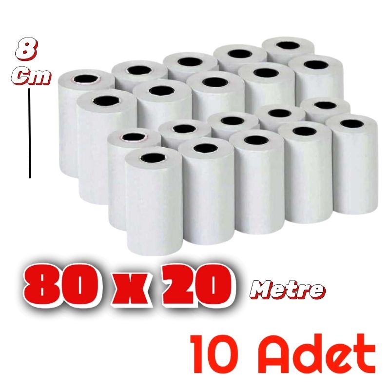Rulo 80 X 20 Yazıcı kağıdı 10 Adet 1 Paket