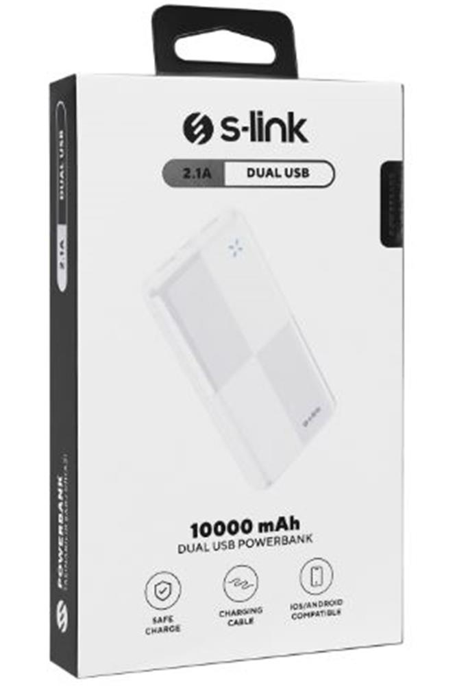 S-link IP-G12N 10000mAh Micro+Usb+ Type-C Giriş+Çıkış Beyaz. Taşınabilir Pil Şarj Cihazı Powerbank