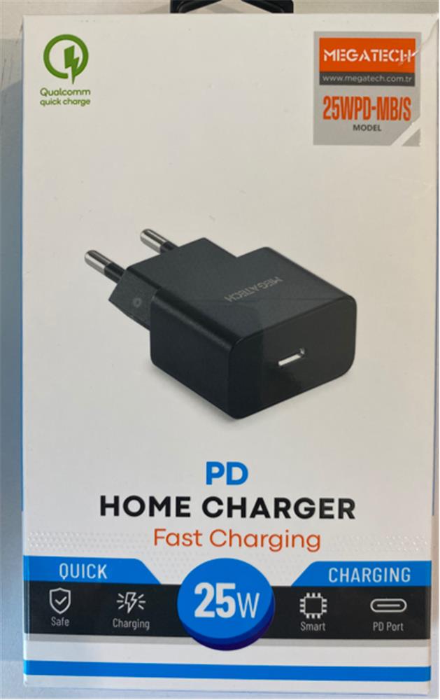 Megatech 25w Siyah Pd Type-c Ev Şarj Kafa
