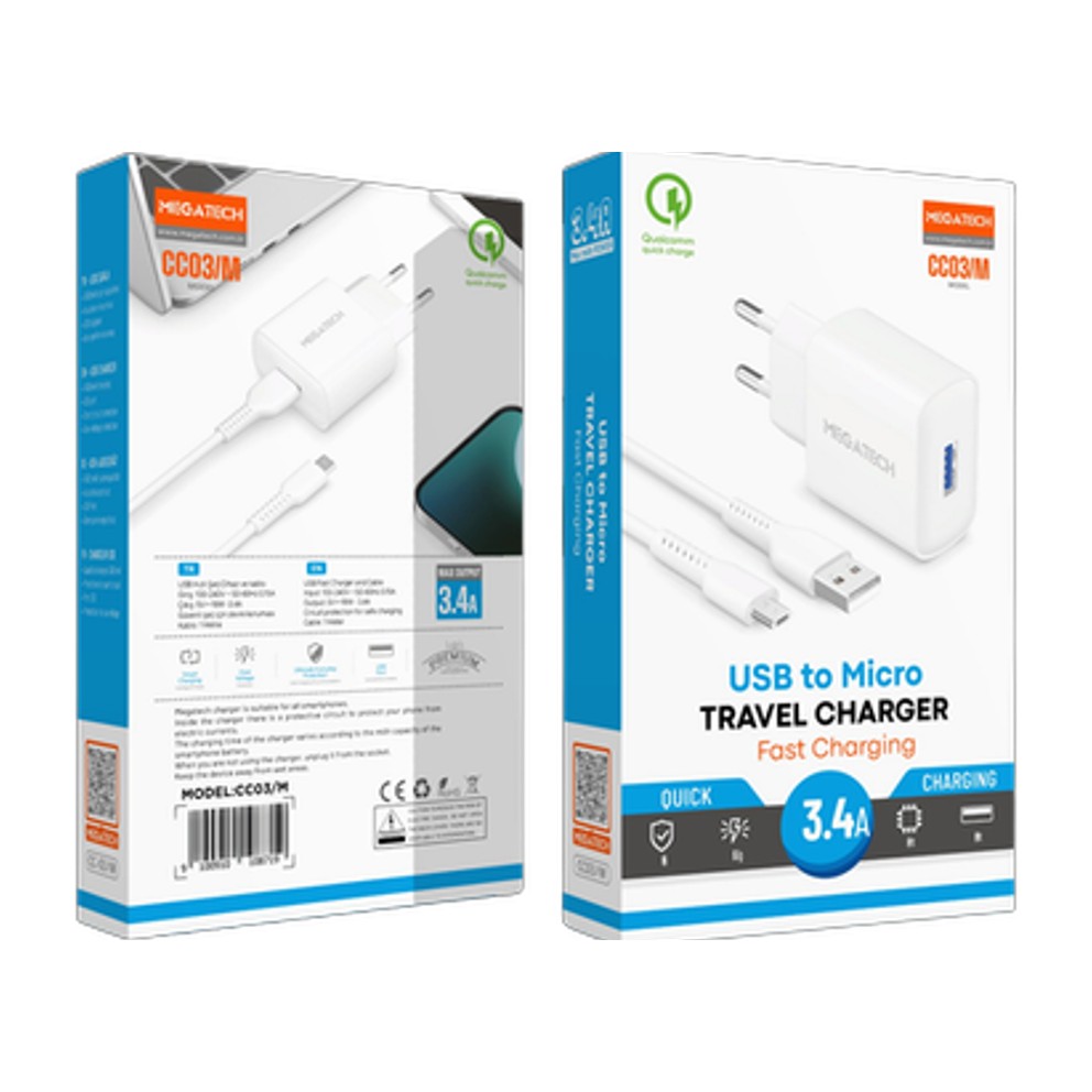 Megatech 3.4A Qualcomm Micro-USB Hızlı Şarj Seti