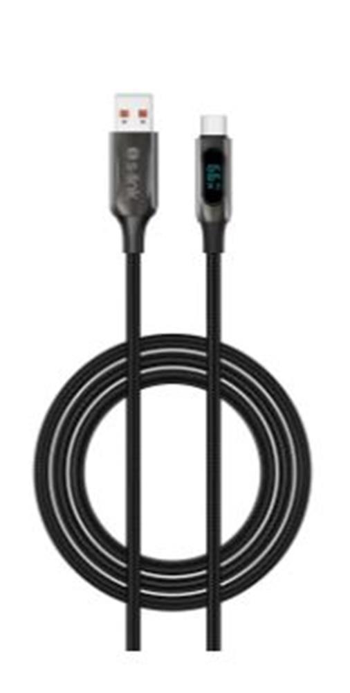 S-link Armor LED UC-066 66W 1m USB to Type-C PD Örgülü LED Başlıklı Siyah Hızlı Şarj Kablosu - görsel 2
