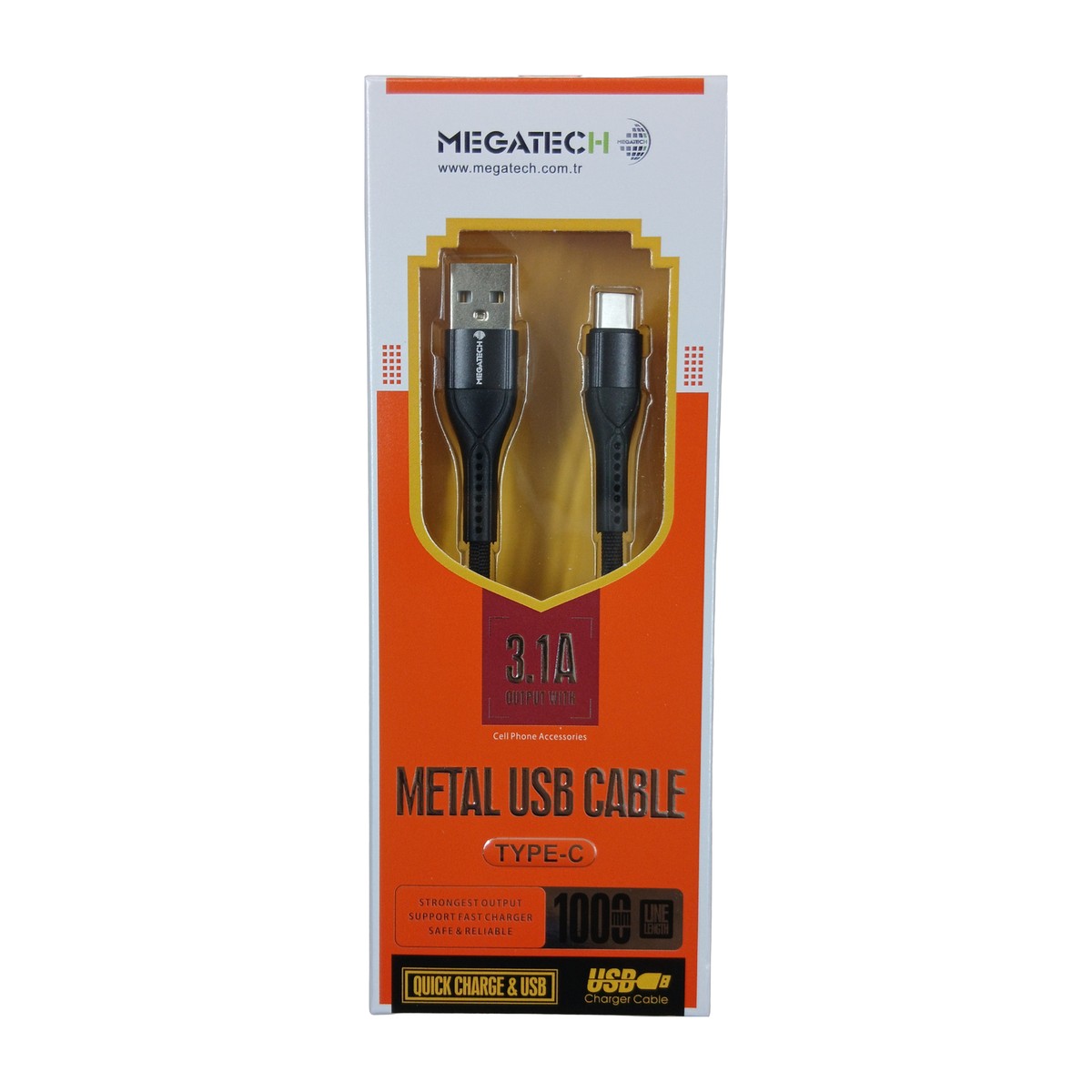 Megatech 3.1A USB-A to Type-C Hızlı Şarj Kablosu