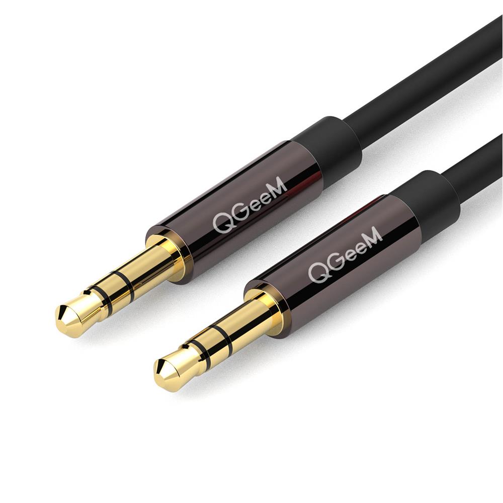 Qgeem QG-AU04BD500 5mt Altın Uçlu Siyah AUX Audio Kablo Erkek/Erkek