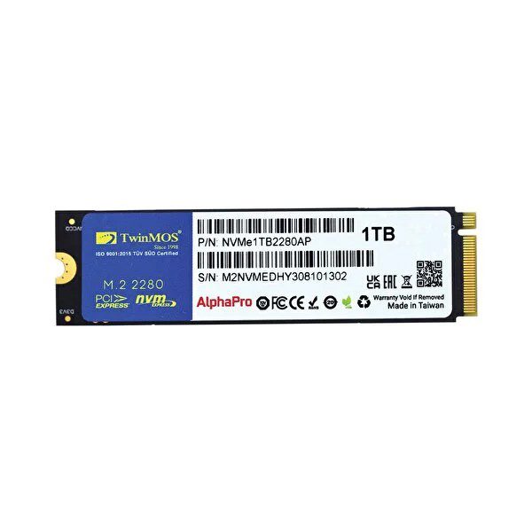 1TB TwinMOS M.2 PCIe Gen3 NVMe 3600-3250Mb/s TLC 3DNAND (NVMe1TB2280AP) SSD Disk - görsel 2