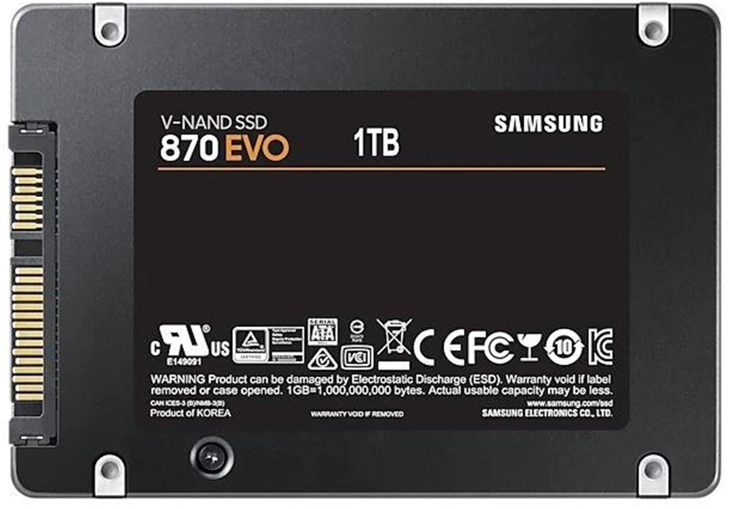 Samsung 1TB MZ-77E1T0BW 870 Evo Sata 3.0 560-530mb/s 2.5" MZ-77E1T0BW Ssd Harddisk