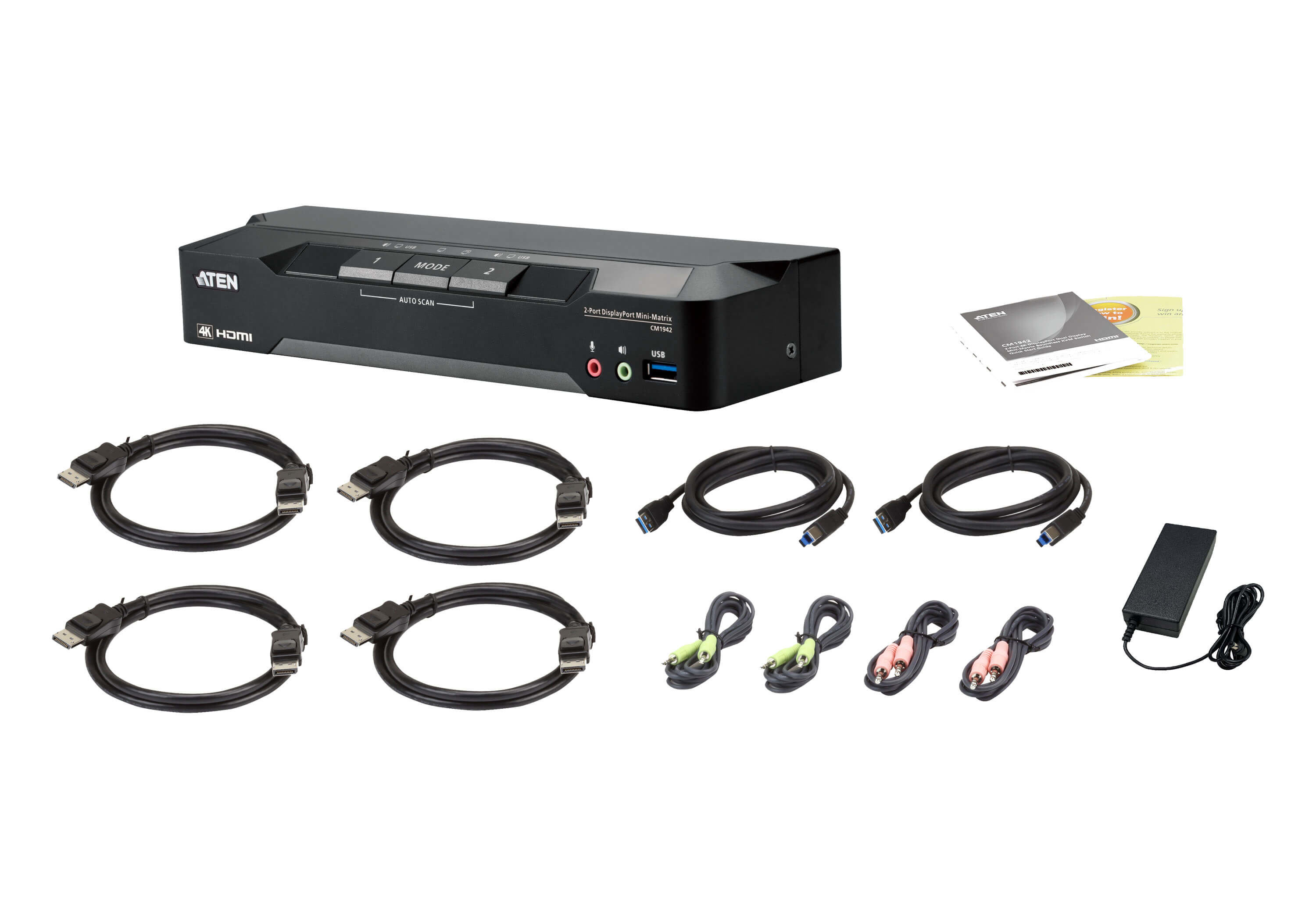 Aten CM1942 2-Port 4K DisplayPort Dual Display Mini-Matrix Boundless KVM Switch - görsel 5