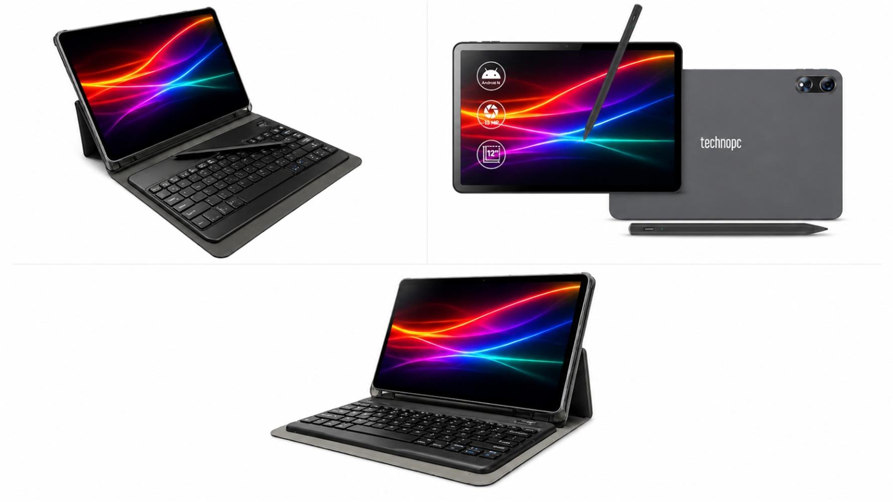 Technopc Signtech 12NS 11.97" IPS FHD 8Core 2GHz 8/256GB 5/13MP Deri Kılıf Aktif Kalem+Klavye Tablet