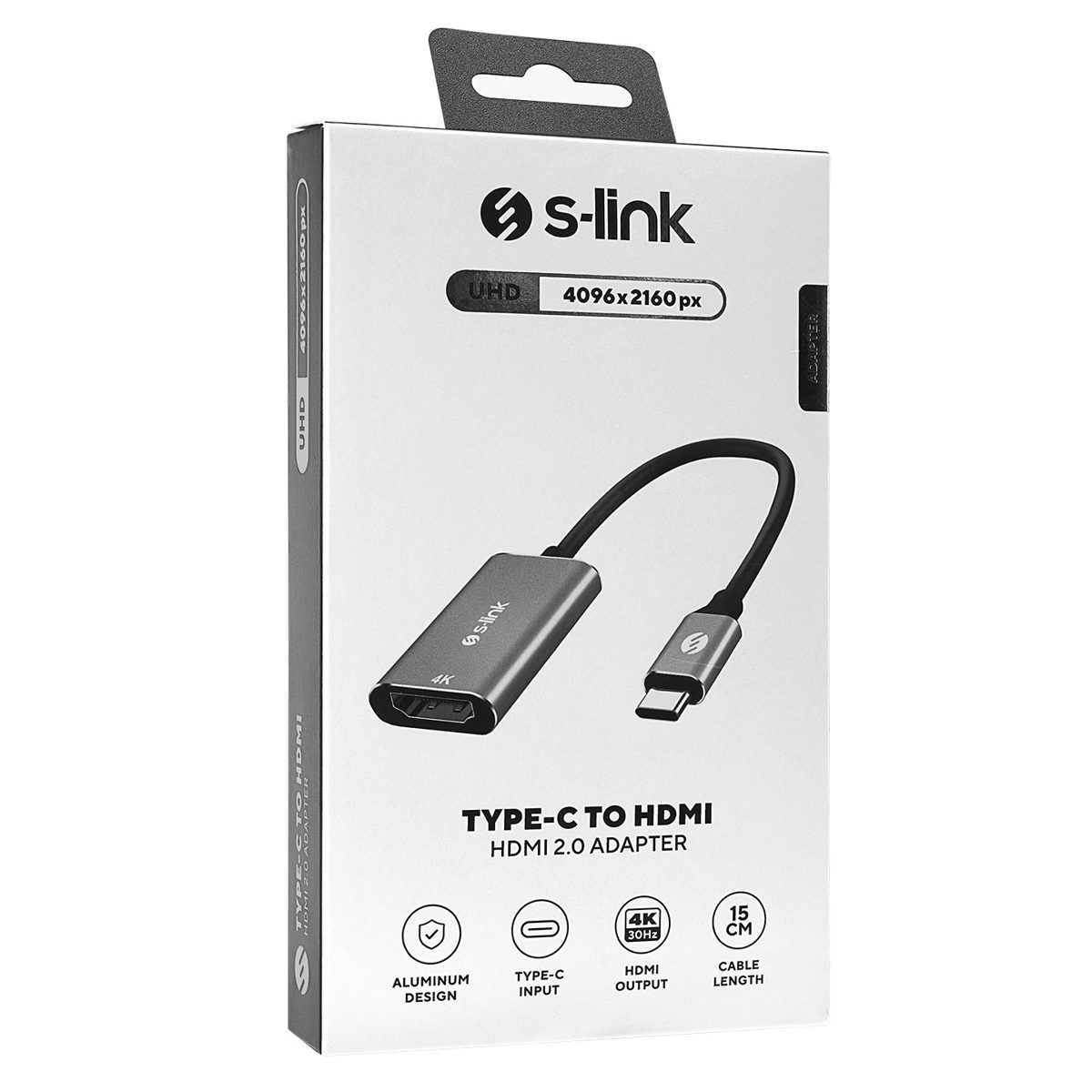 S-link SWV-USBC028 4K@30Hz Gri Metal Type-C to HDMI Adaptör - görsel 3