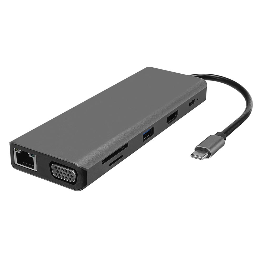 Hytech HY-USBC32 4K*2K Ultra HD Gri Metal 5x USB2.0/USB3.0 100M RJ45 PD, TypeC Data, ö - görsel 2