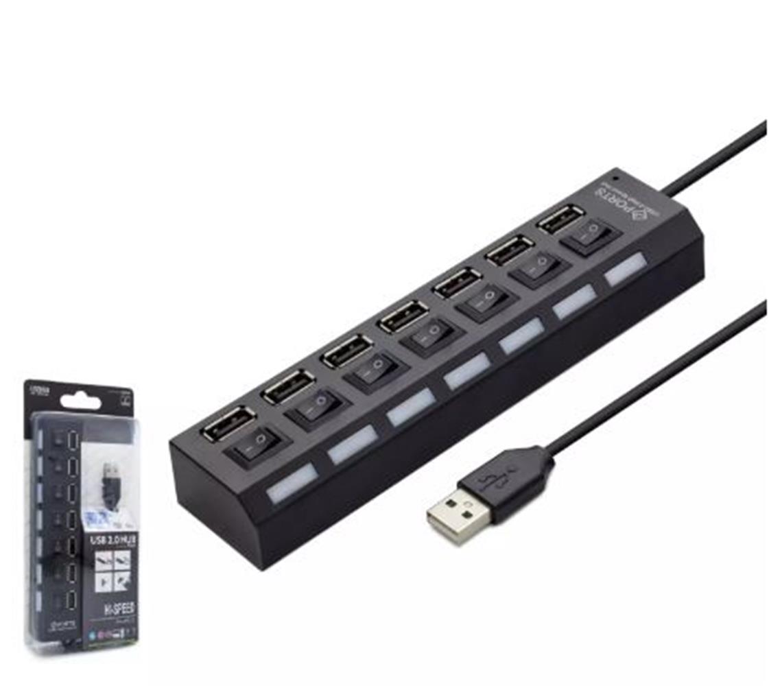 HADRON HDX7001 USB Anahtarlı Hub 7 Port 480 Mbps Siyah