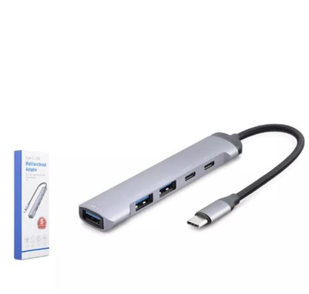 Hadron Hdx7041 Type-C Hub 5*Usb Gri