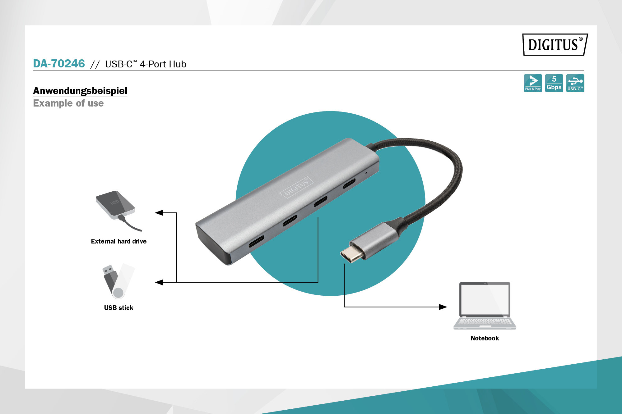 Digitus DA-70246 USB-C 4-Port Hub