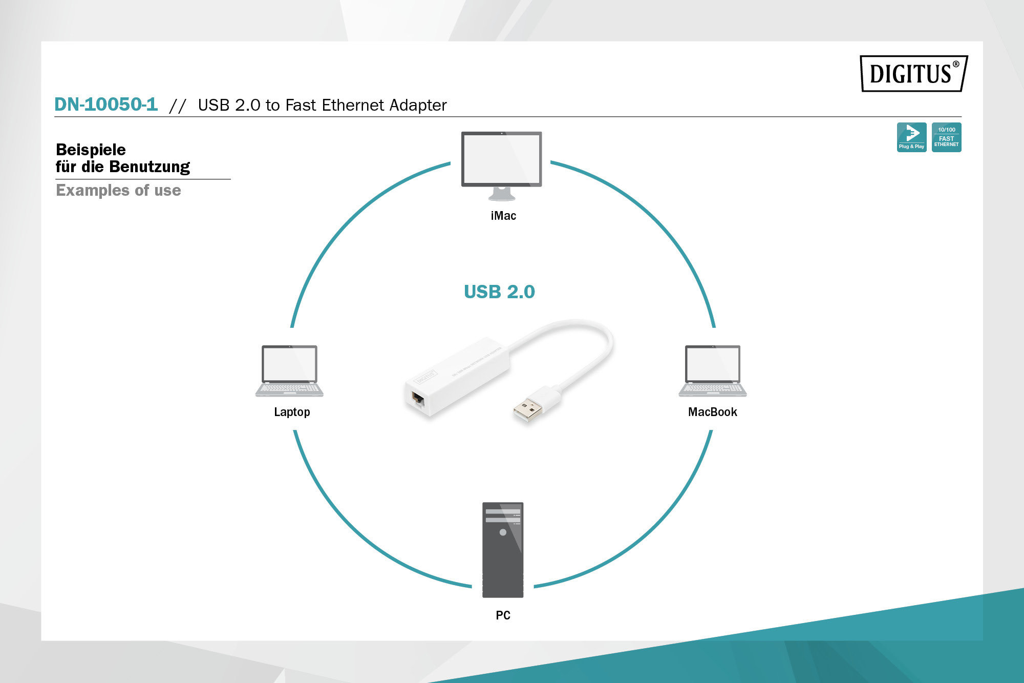 Digitus DN-10050-1 USB 2.0 Fast Ethernet Adaptörü - görsel 3
