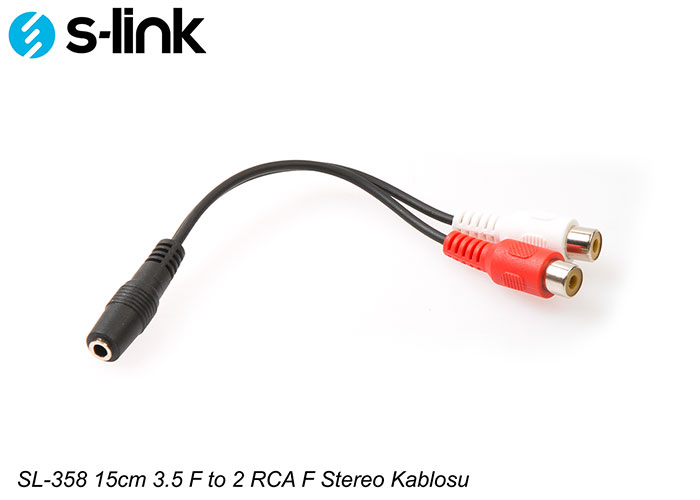 S-link SL-358 15cm 3.5 F to 2 RCA F Stereo kablosu - görsel 2