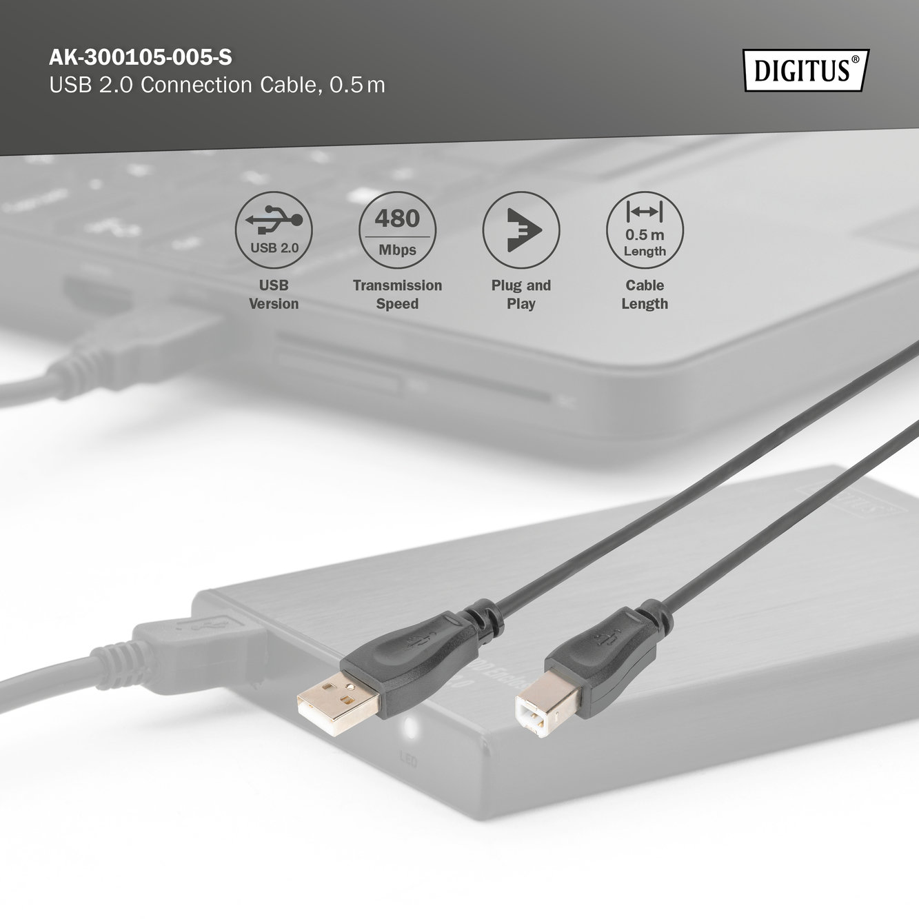 Digitus AK-300105-005-S USB 2.0 Bağlantı Kablosu - görsel 4