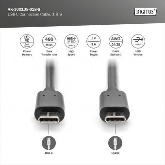 Digitus AK-300138-018-S USB Type-C bağlantı kablosu