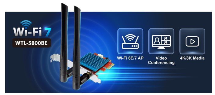 Planet PL-WTL-5800BE 802.11be Wi-Fi 7 Tri-band Wireless PCI Express Adapter