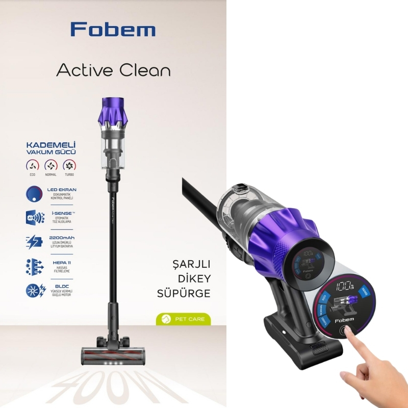 Fobem Active Clean Şarjlı Dikey Süpürge 400W - görsel 6