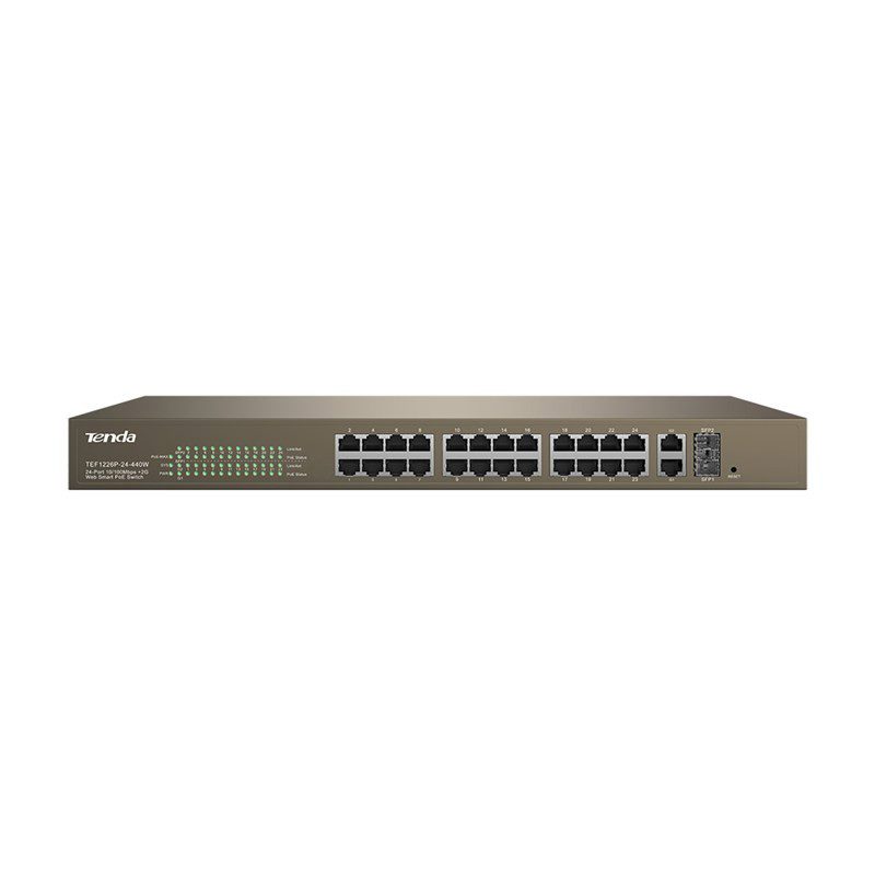 Tenda TEF1226P-24-410W 24 Port 10/100Mbps 2xSFP Smart 410W PoE Switch - görsel 2