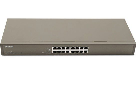 Everest ESW-116P 16Port Switch 10/100Mbps Metal RockMount Kasa - görsel 2