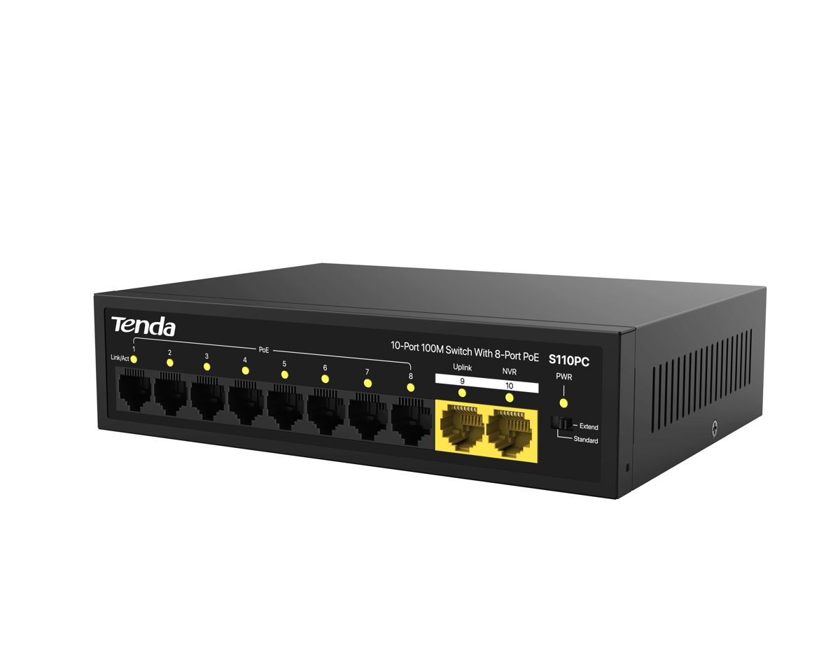 Tenda S110GPC 10-Port 1000M Lite PoE Switch 8-Port PoE Switch - görsel 3