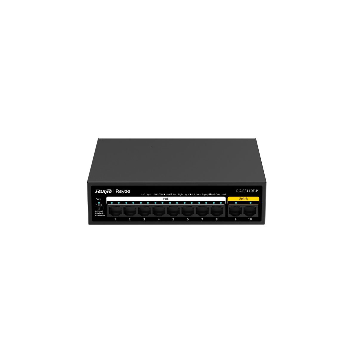 Ruijie Reyee RG-ES110F-P 10 Port FE 10/100 Mbps 8xPoE 110W Yönetilemez Switch