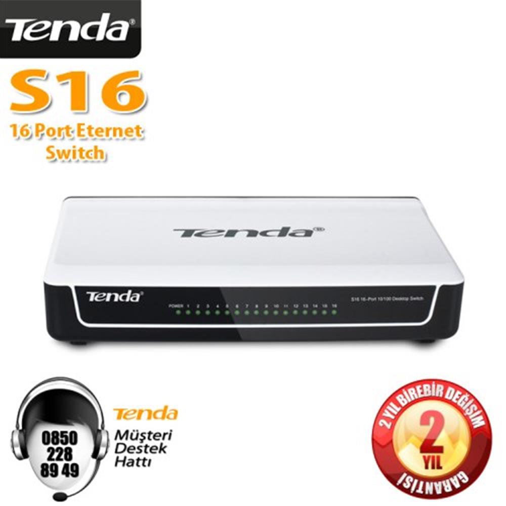 Tenda S16 16 Port 10/100 Mbps Switch Plastik Kasa - görsel 2