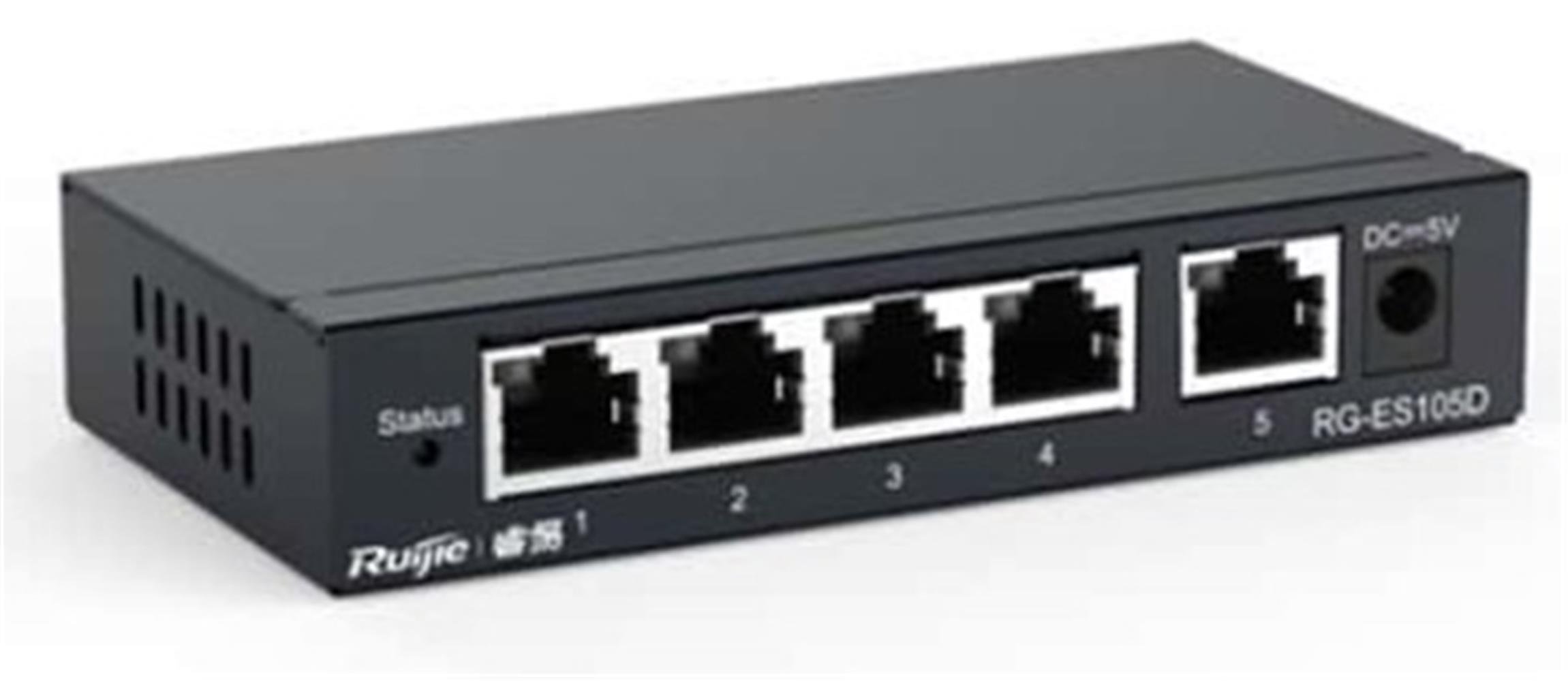Ruijie-Reyee RG-ES105D 5-Port 10/100 Mbps Switch Metal Kasa